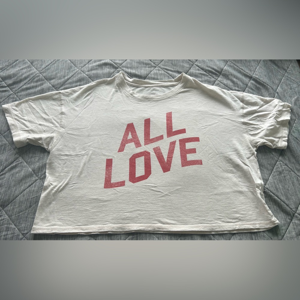 Aerie Ladies Cropped Oversized “All Love” Graphic T-Shirt